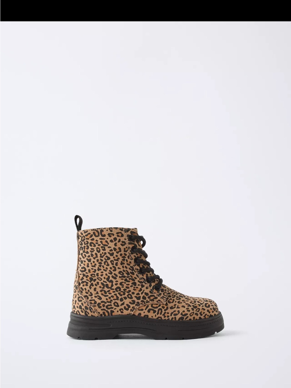 Zara Leopard Animal Print Lace-Up Combat Boot in Tan and Black